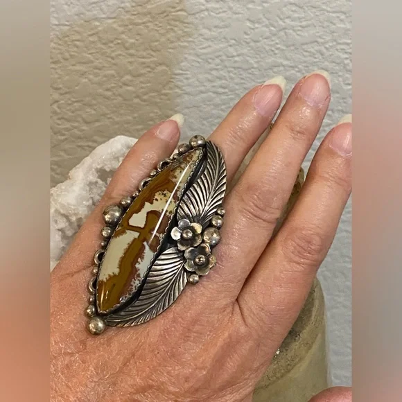 Knockout Gorgeous Sterling Owyhee Jasper Ring - Picture 10 of 10